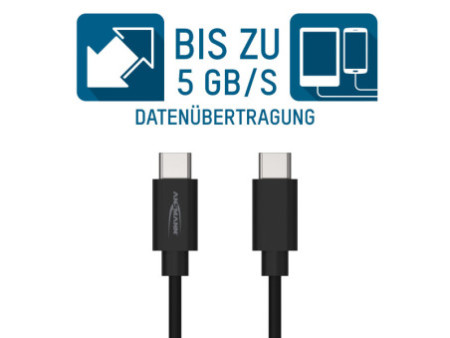 ANSMANN Câble de données & de charge, USB-C - USB-C mâle