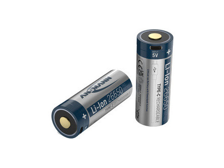 ANSMANN Pile rechargeable Li-ion 26650 avec USB-C femelle