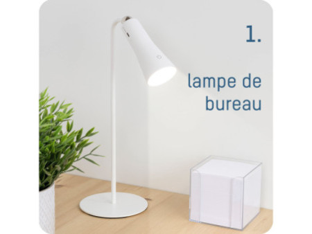 ANSMANN Lampe de bureau à LED sans fil 3en1, dimmable, blanc