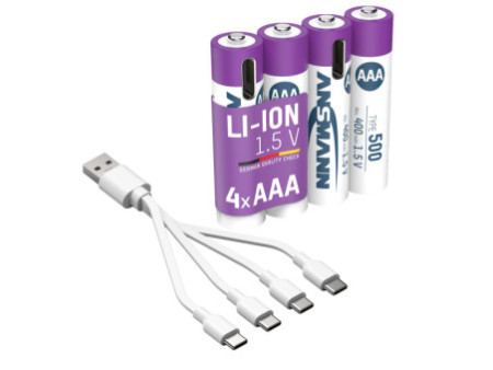 ANSMANN Piles Li-Ion micro AAA avec prise USB-C femelle