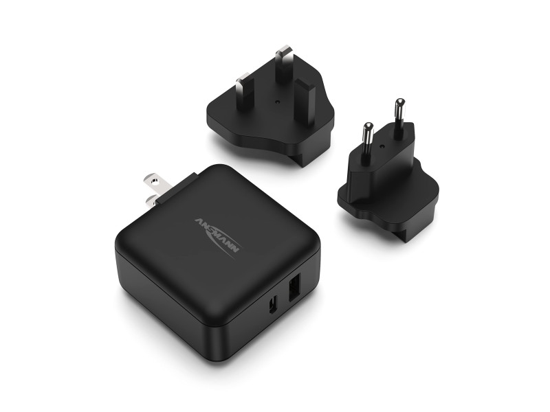 ANSMANN Chargeur de voyage TC230PD, USB-A & USB-C, noir