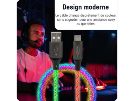 ANSMANN Câble de données & de charge, LED, USB-A/USB-C mâles