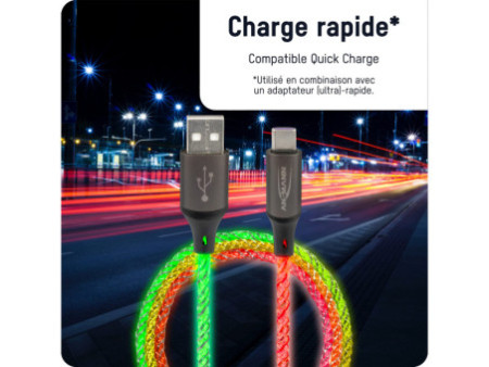 ANSMANN Câble de données & de charge, LED, USB-A/USB-C mâles