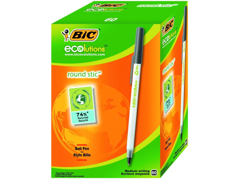 BIC Stylo à bille ECOlutions Round Stic, noir