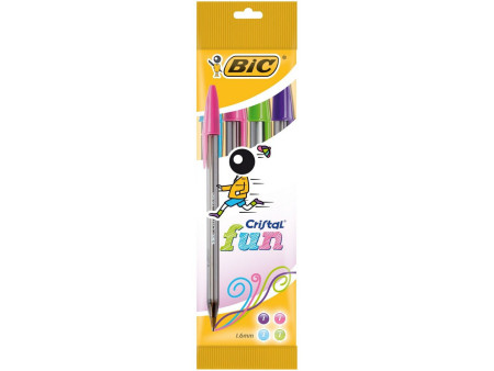 BIC Stylo à bille Cristal Fun, étuit carton de 4
