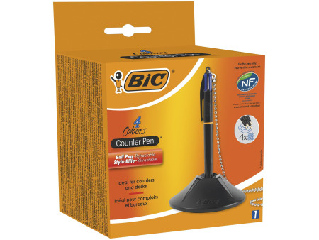 BIC Stylo à bille sur socle 4 Colours Counter Pen, noir