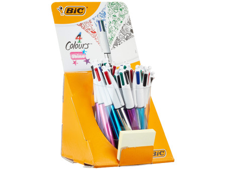 BIC Stylo à bille rétractable 4 Colours 'Shine', dans un