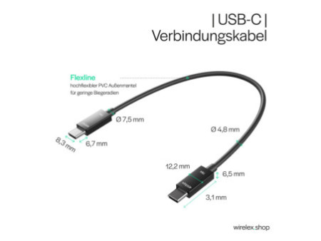 FLEXLINE Câble de raccordement USB, USB-A - USB-B, noir