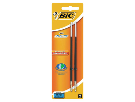 BIC Recharge pour stylo à bille Atlantis Classic, M, noir