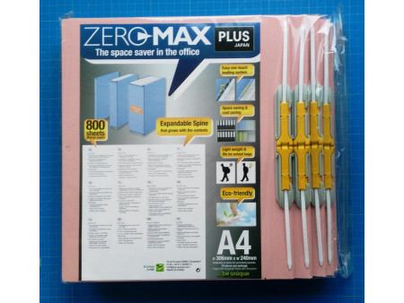 PLUS JAPAN Classeur d'archives ZEROMAX, A4 large, rose