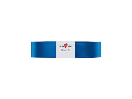 SUSY CARD Ruban cadeau 'double satin', 25 mm x 3 m, bleu