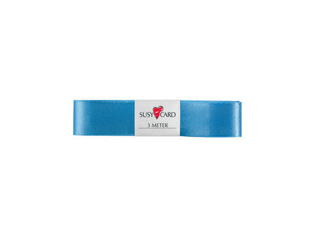 SUSY CARD Ruban cadeau 'double satin', 25 mm x 3 m, bleu