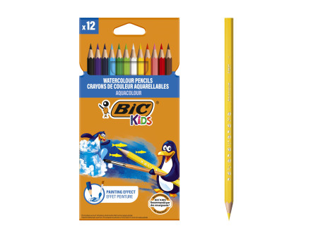 BIC KIDS Crayons de couleur aquarellables Aquacouleur, étui