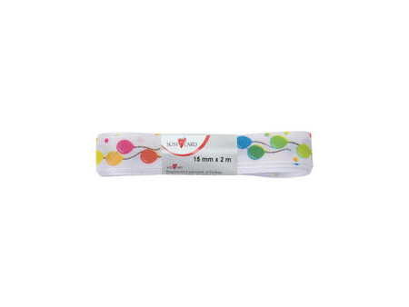 SUSY CARD Ruban cadeau 'Ballons', 15 mm x 2 m