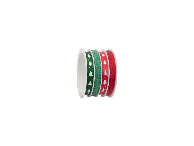 CACTUS Bolduc sur bobine multiple, 4 rubans, rouge/vert