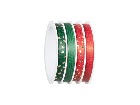 CACTUS Bolduc sur bobine multiple, 4 rubans, rouge/vert