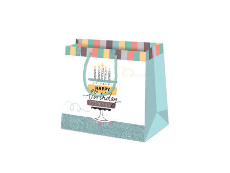 SUSY CARD Sac cadeau 'Happy Eco B-day Typo', petit