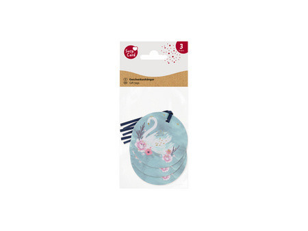 SUSY CARD Etiquette cadeau rond 'Swan lake dark blue'