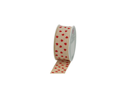 SUSY CARD Ruban cadeau, sur bobine 'Valentin', crème/rouge