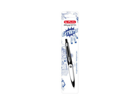 herlitz Stylo à bille rétractable my.pen, noir/blanc