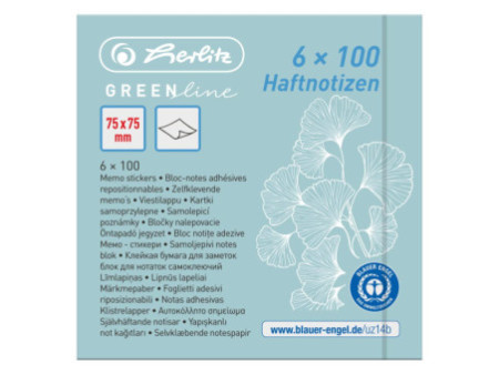 herlitz Cube bloc-notes GREENline, 75 x 75 mm