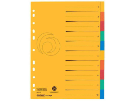 herlitz Intercalaire carton, A4 extra large, 10 touches, uni