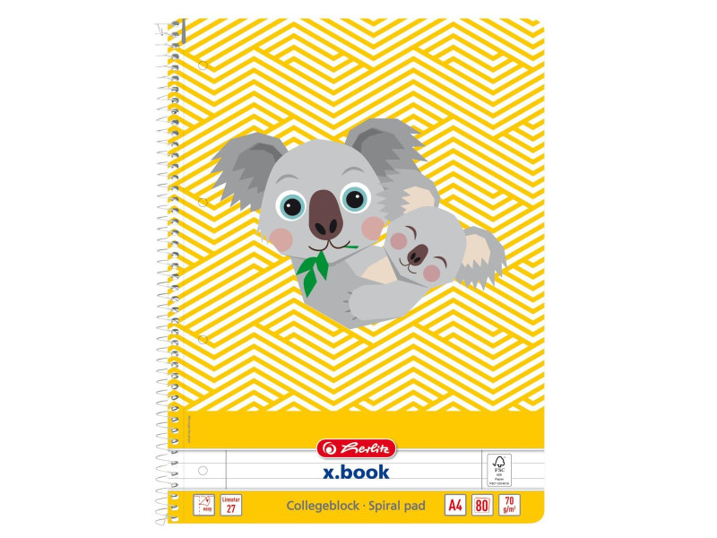 herlitz Cahier spiralé 'Cute Animals Koala', A4, ligné