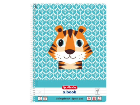 herlitz Cahier spiralé 'Cute Animals Tiger', A4, ligné