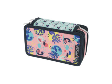 herlitz Étui scolaire TriCase 'Fancy Peacock', 31 pièces