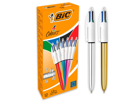 BIC Stylo à bille 4 Colours Shine, 0,32 mm, assorti