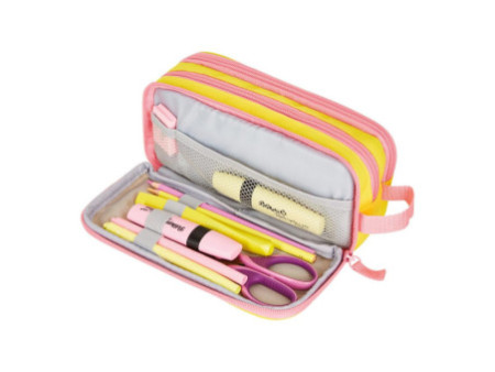 herlitz Trousse à deux compartiments université, jaune/rose