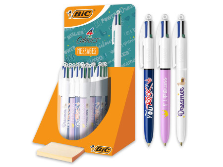 BIC Stylo à bille rétractable 4 Colours Decors, présentoir
