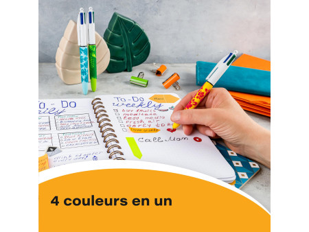 BIC Stylo à bille rétractable 4Colours Velours, présentoir