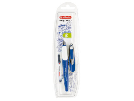 herlitz Stylo plume my.pen, largeur de plume: L, bleu/blanc