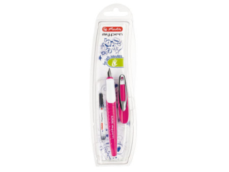 herlitz Stylo plume my.pen, largeur de plume: L, rose/blanc