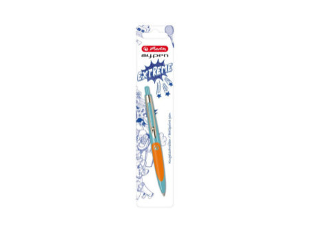 herlitz Stylo à bille rétractable my.pen, turquoise/orange