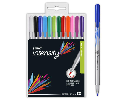 BIC Stylo feutre Intensity Medium, étui de 12, assorti