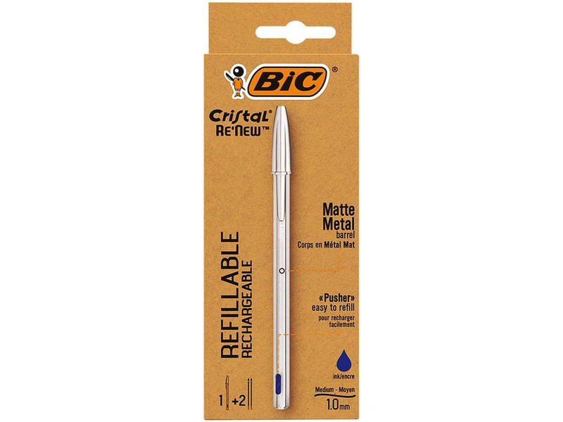 BIC Stylo à bille Cristal RE'NEW, bleu