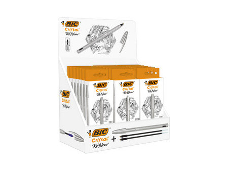 BIC Stylo à bille Cristal RE'NEW, présentoir de comptoir
