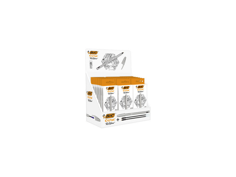 BIC Stylo à bille Cristal RE'NEW, présentoir de comptoir