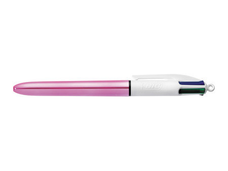 BIC Stylo à bille 4 Colours Shine, 0,32 mm, or rose