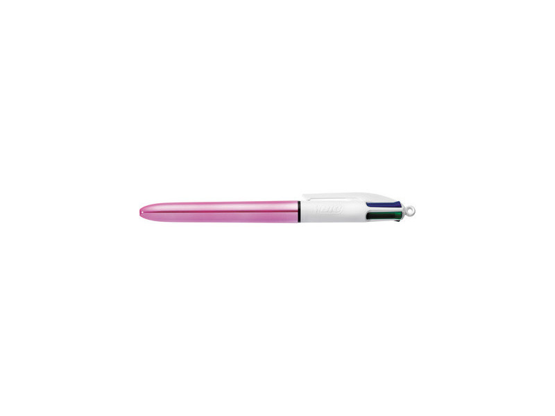 BIC Stylo à bille 4 Colours Shine, 0,32 mm, or rose