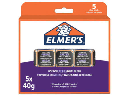 ELMER'S Bâton de colle Disappearing Purple, 40 g, blister x5