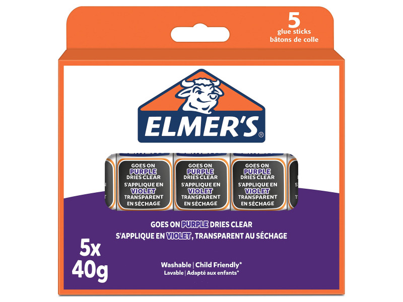 ELMER'S Bâton de colle Disappearing Purple, 40 g, blister x5
