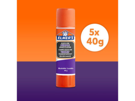ELMER'S Bâton de colle Disappearing Purple, 40 g, blister x5