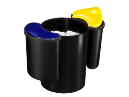 CEP Corbeille avec kit de recyclage CONFORT, noir/bleu/jaune