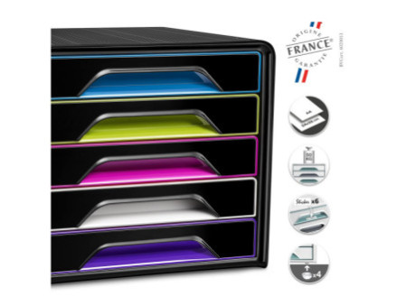 CEP Module de classement Smoove GLOSS, 5 tiroirs, noir /