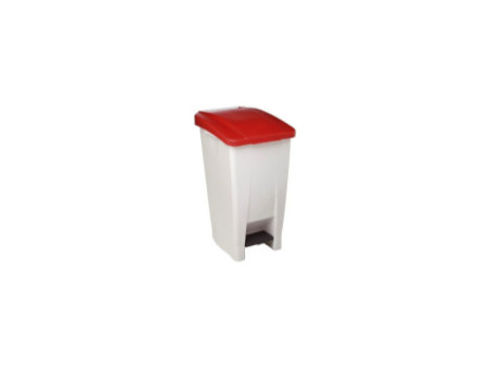 CEP Poubelle mobile à pédale en plastique, 60 litres, blanc