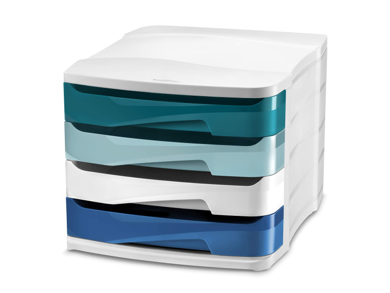 CEP Module de classement Riviera, 4 tiroirs, blanc / bleu