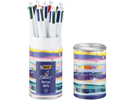 BIC Stylo à bille 4 Colours, boîte métallique de 8